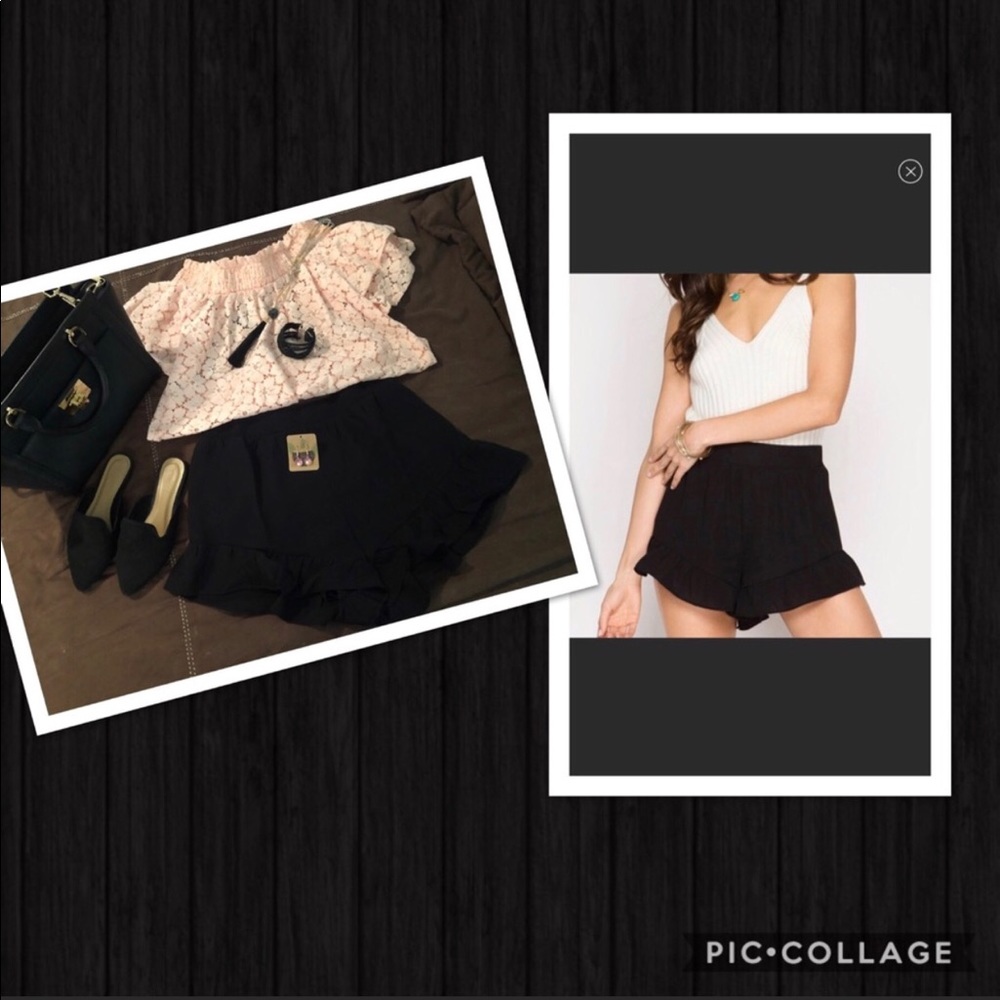 Women’s Black Ruffle Shorts